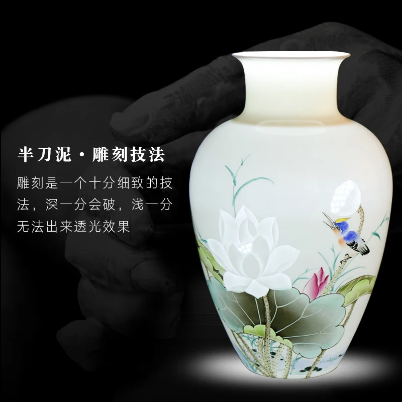 Керамика Цзиндэчжэнь Li Dongming подглазурная роспись Красная ваза современные