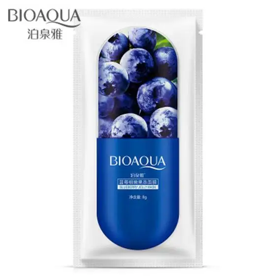 100 шт./лот, фирма BIOAQUA, отбеливающая маска для лица, черника, вишня, желе, маска для лица, увлажняющая, контроль жирности, уход за кожей - Цвет: blueberry