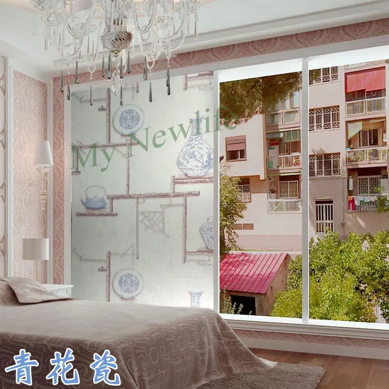 Chinese style Stained glass stickers Frosted decorative film Self-adhesive Window Home Decor kitchen Tea room 45/60*500cm | Дом и сад