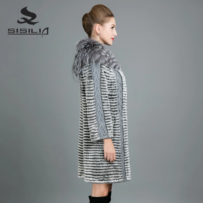SISILIA 2017 новинка настоящий мех кролика пальто для женщин модные меховые куртки с