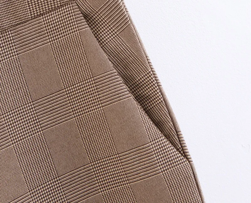 Женские брюки карандаш в клетку винтажные облегающие до щиколотки стиле ретро с