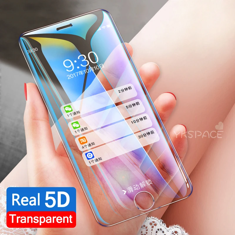 9H Настоящее 5D прозрачное закаленное стекло для iPhone 6 6S 7 8 Plus X Xs XR 11 Pro Max полное