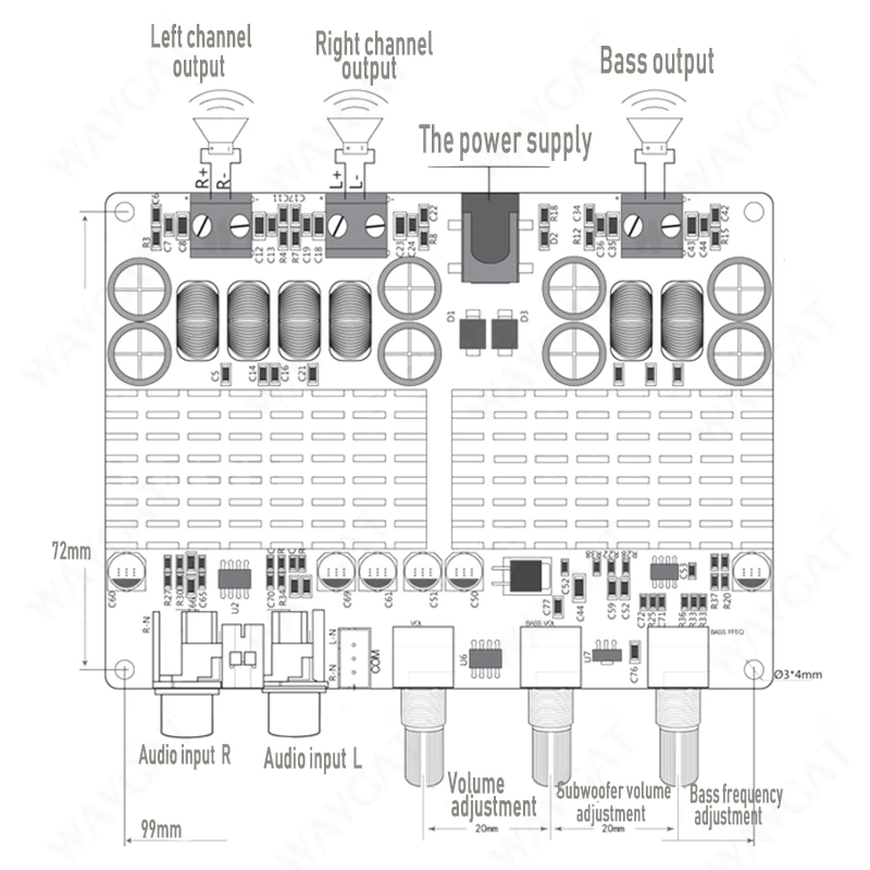 TPA3116 50 Вт + Bluetooth USB TF декодирование 2 1 каналов плата цифрового усилителя мощности