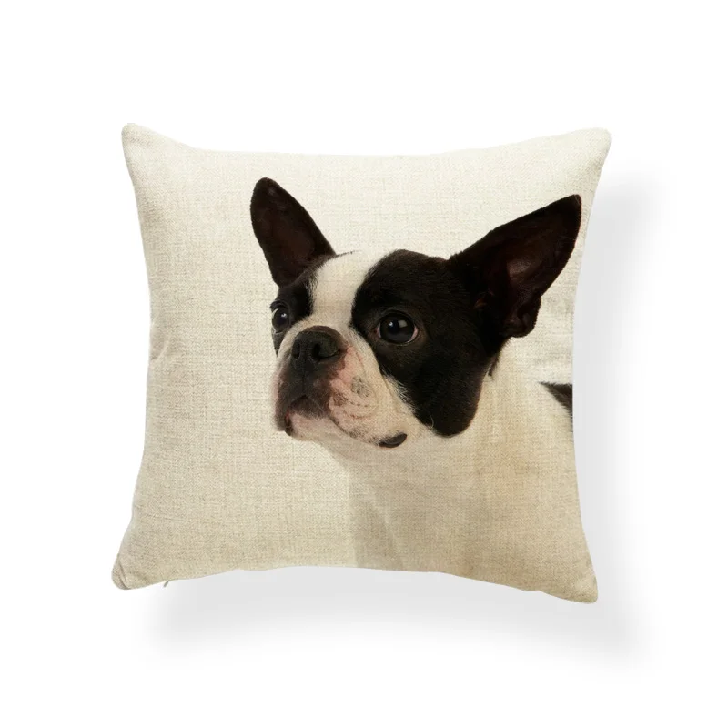 Чехол для диванной подушки с изображением бостонтерьера разноцветный чехол