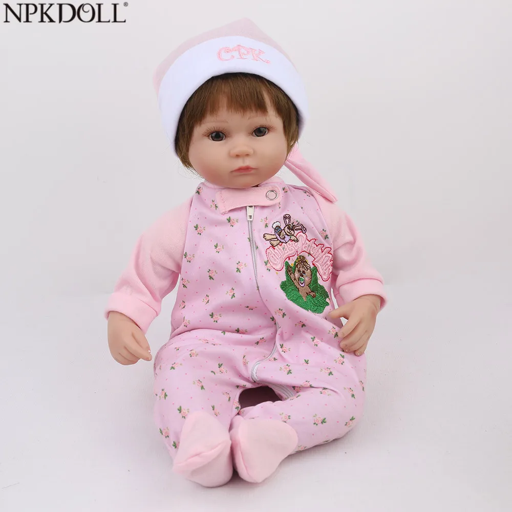 NPKDOLL кукла новорожденная розовая девочка тихий подарок на день рождения 16 дюймов