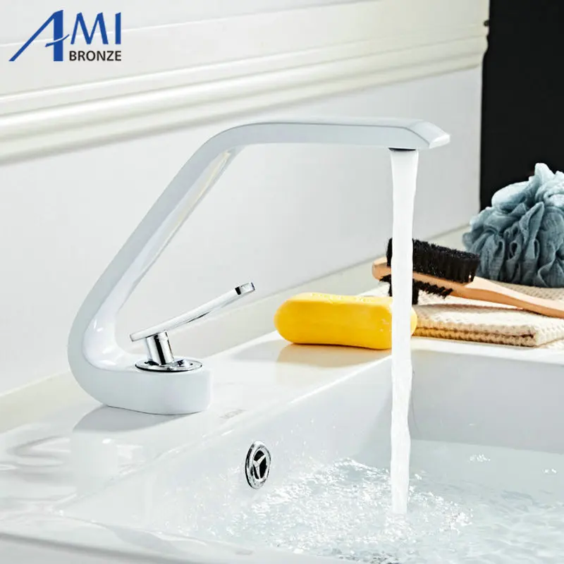 

Латунный смеситель 6081B, белый кран для ванной комнаты, современный цвет