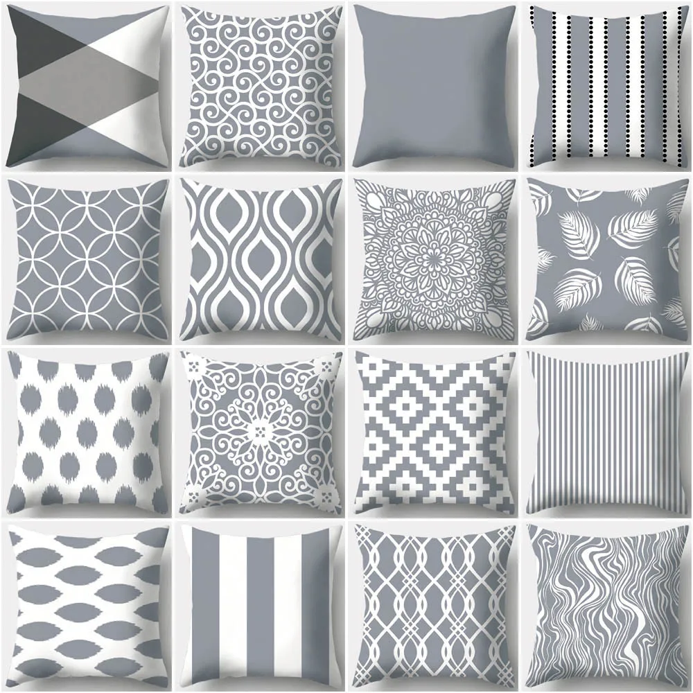 Серая Наволочка 18*18 дюймов серая Геометрическая декоративная наволочка для