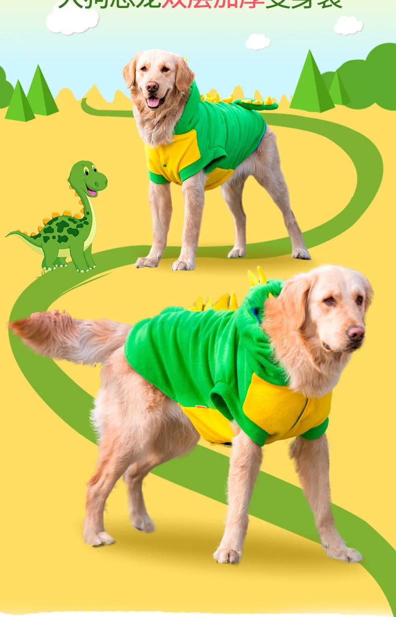 NEW Autumn Large Dog Velvet Dinosaur Costume Apparel Halloween Pet Warm Suit Hoodie Coat 3XL 4XL 5XL 6XL 7XL