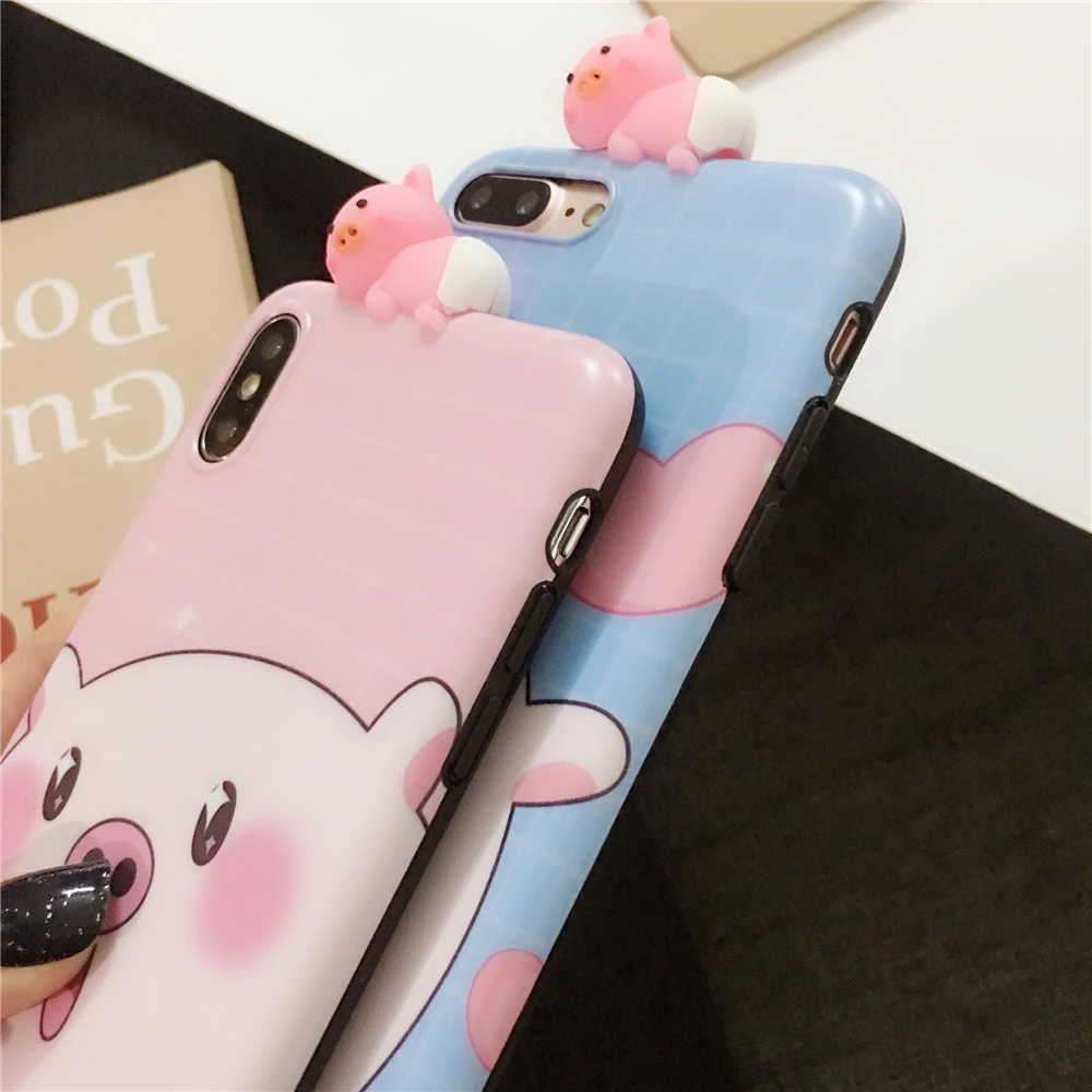 Phone Case For iPhone 6 6S 7 8 Plus X XS XR Max Cartoon Funny 3D Doll Pig Soft TPU Cute Back Cover Cases Funda |