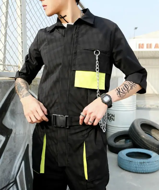 2019 летние новые мужские модные свободные с коротким рукавом комбинезон Европа и