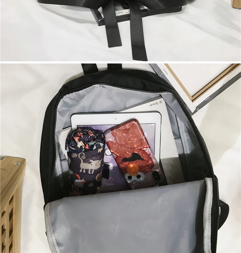 DCIMOR Waterproof nylon Women Backpack Female Transparent Front-pocket Travel Backpack Detachable student schoolbag book Mochila