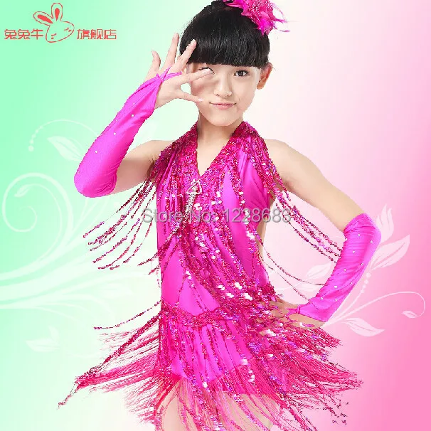 Новинка детская одежда с бахромой для девочек костюмы латиноамериканских танцев