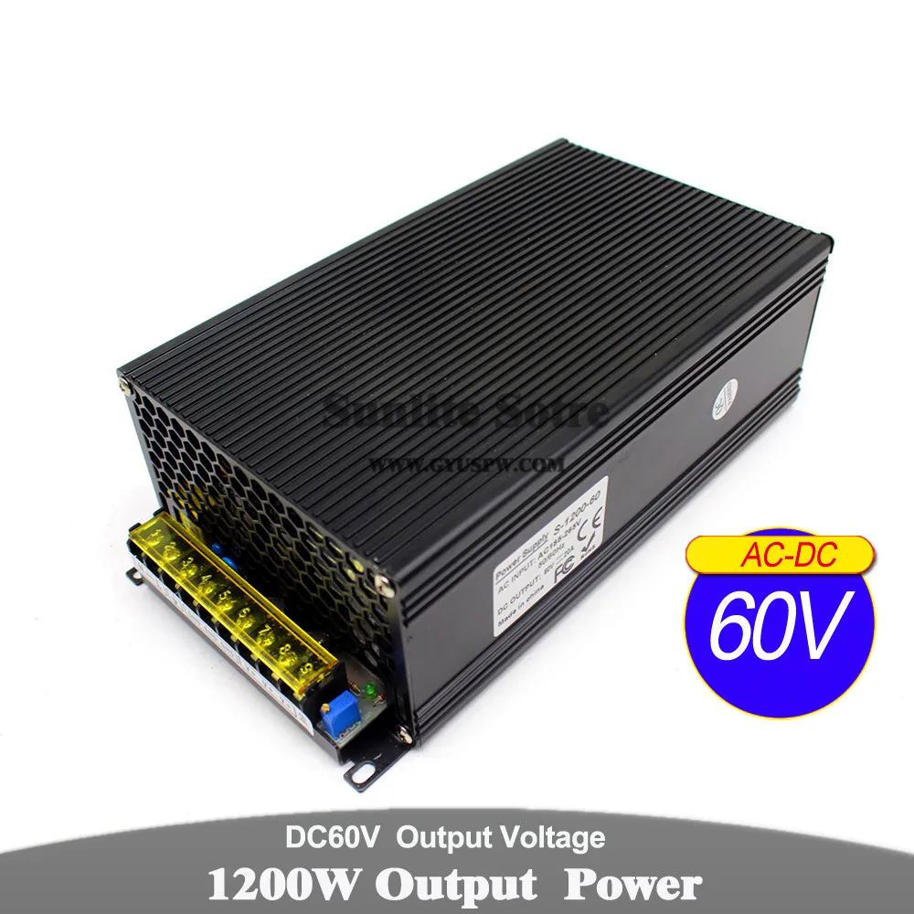 Переменная 1200 Вт 20a 60v DC Питание блок Трансформатор 110V 220V AC DC60V драйвер Источники питания для фрезерный станок с чпу шаговый двигатель подвесной светильник