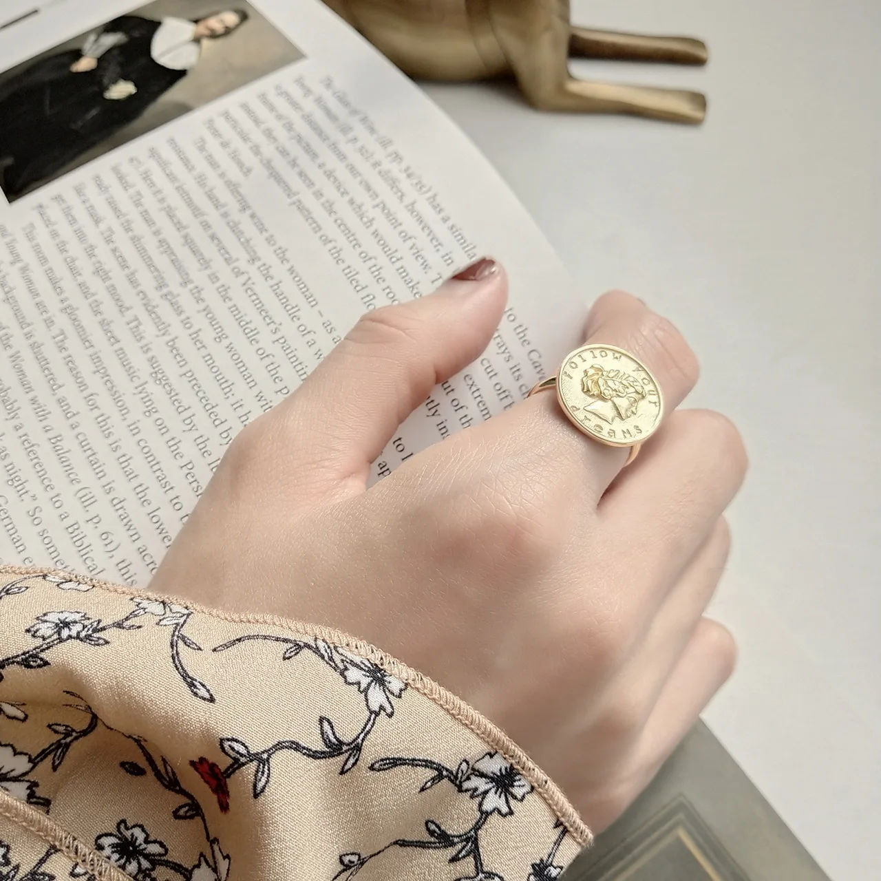 Totasally new arrival 100% S925 sterling silver fashion women &quotfollow your dreams&quot gold color finger rings for party | Украшения и