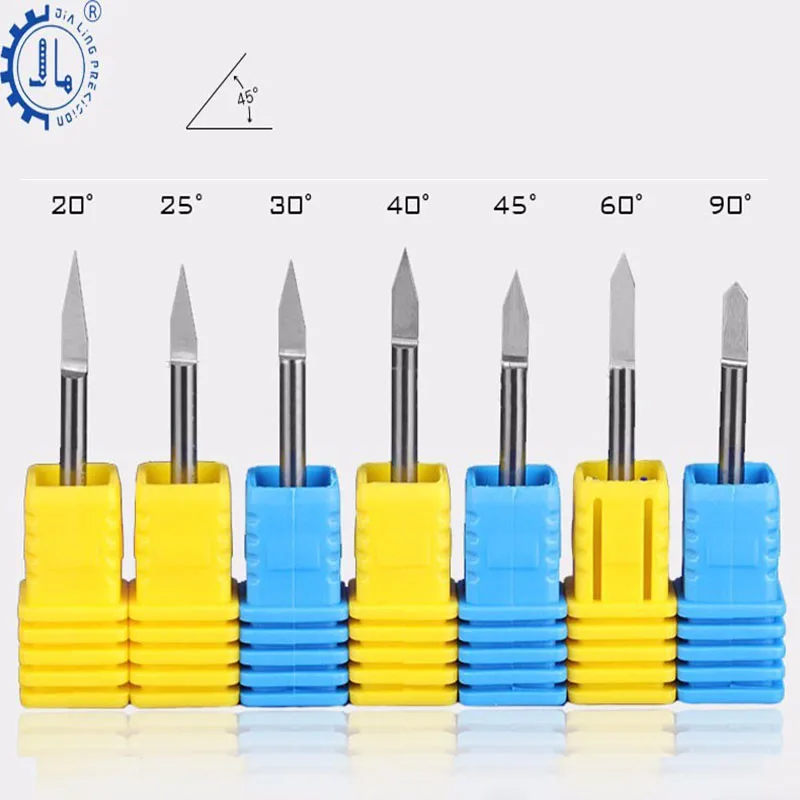

10pc JIALING 3.175mm 3d V Flat End Mill 0.2mm Engraving Bit For Alcylic