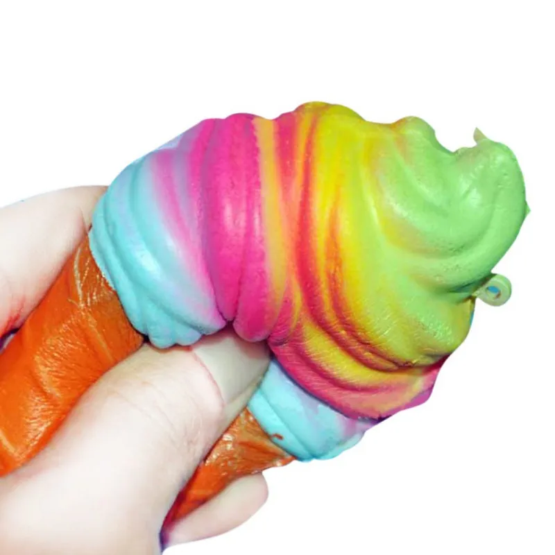 10 см Сжимаемый Ranbow мороженое конус Jumbo PU медленно восстанавливающие форму мягкие