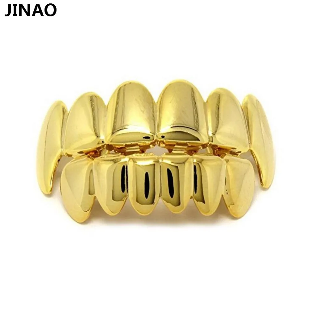 JINAO Новые Пользовательские Fit из чистого золота Цвет покрытием хип хоп ЗУБЫ Grillz