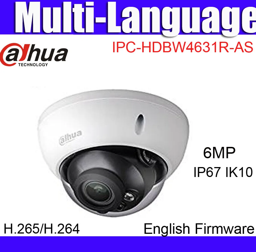 IPC HDBW4631R AS 6MP IP камера IK10 IP67 30m IR Range Встроенный слот для SD карты аудио и