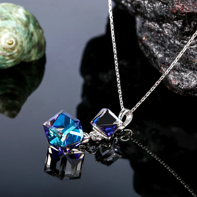 Warme Farben Кристалл от Swarovski женское ожерелье квадратное двойное хрустальное ожерелье с подвесками-кубиками модное ювелирное изделие Женское Ожерелье
