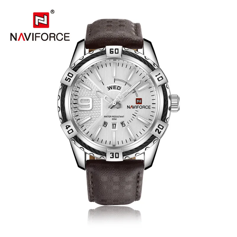 NA9117L05 no box Мужские часы NAVIFORCE, мужские модные водонепроницаемые кварцевые Военные Спортивные часы с календарем из натуральной кожи, мужские часы 9117 - Цвет: NA9117L05 no box