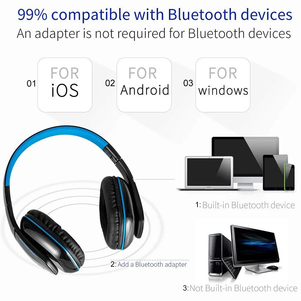 KOTION EACH B3506 Bluetooth наушники Беспроводная игровая гарнитура складная гарнитура V4.1 с микрофоном для телефона PS4 ПК Компьютеры