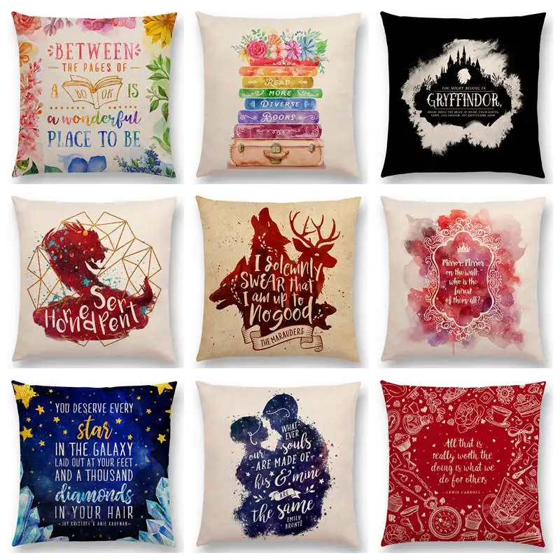 

Magical Animals Horned Serpent Reading Books Love Dream Decorative Letters Fantasy Throw Pillow Case