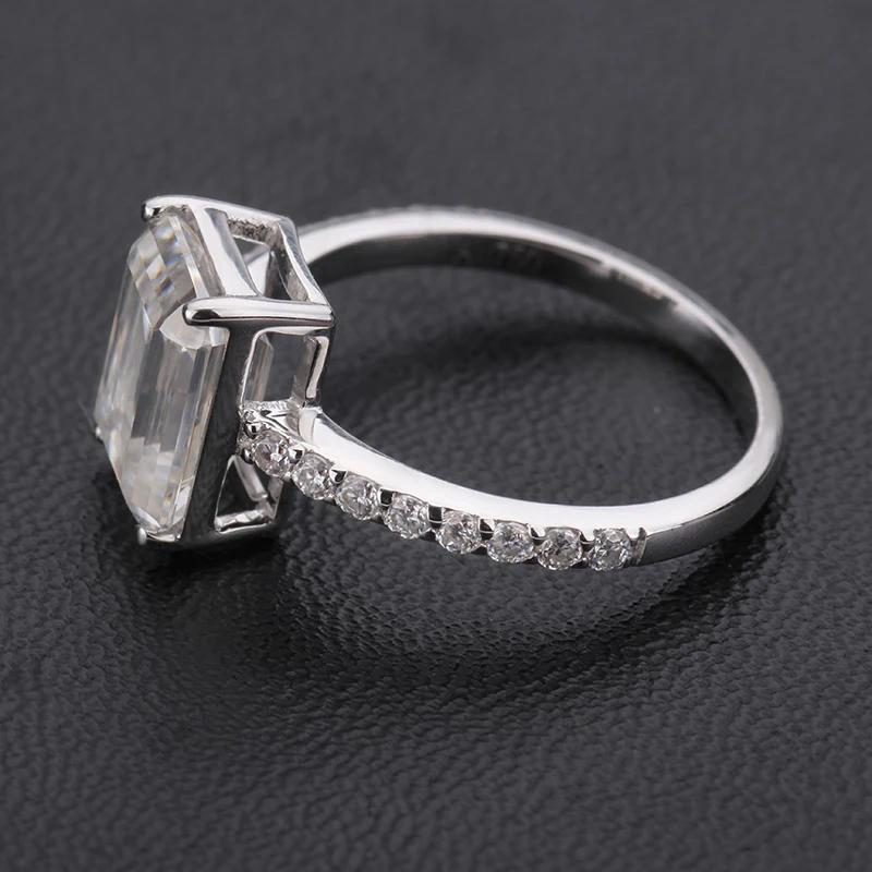 Модный дизайн 18k Белое Золото 2ct изумрудная огранка муассанит обручальное кольцо