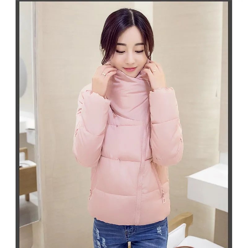 Женская короткая парка с воротником стойкой хлопковая стеганая куртка на зиму