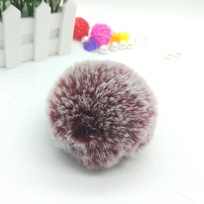 Wine Gray 8 см шарик из искусственного кроличьего меха брелок помпон пушистая прекрасная цепочка для ключа брелок симпатичный помпон Pom Porte Clef для женщин Сумка Подвески Игрушки - Цвет: Wine Gray