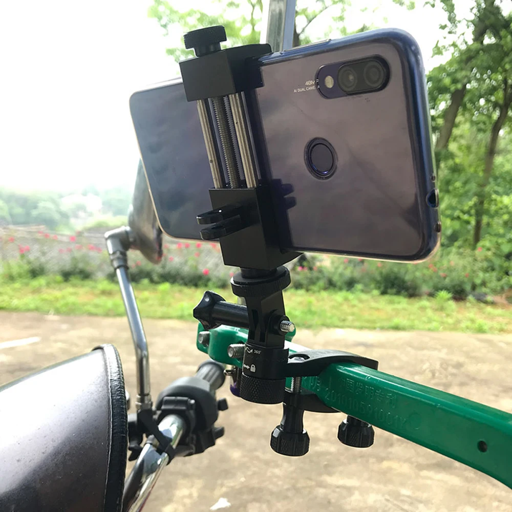 Алюминиевый сплав мотоцикл велосипед крепление зажим для Gopro sjcam eken H9 yi камера Вращающийся Руль держатель телефона адаптер кронштейн
