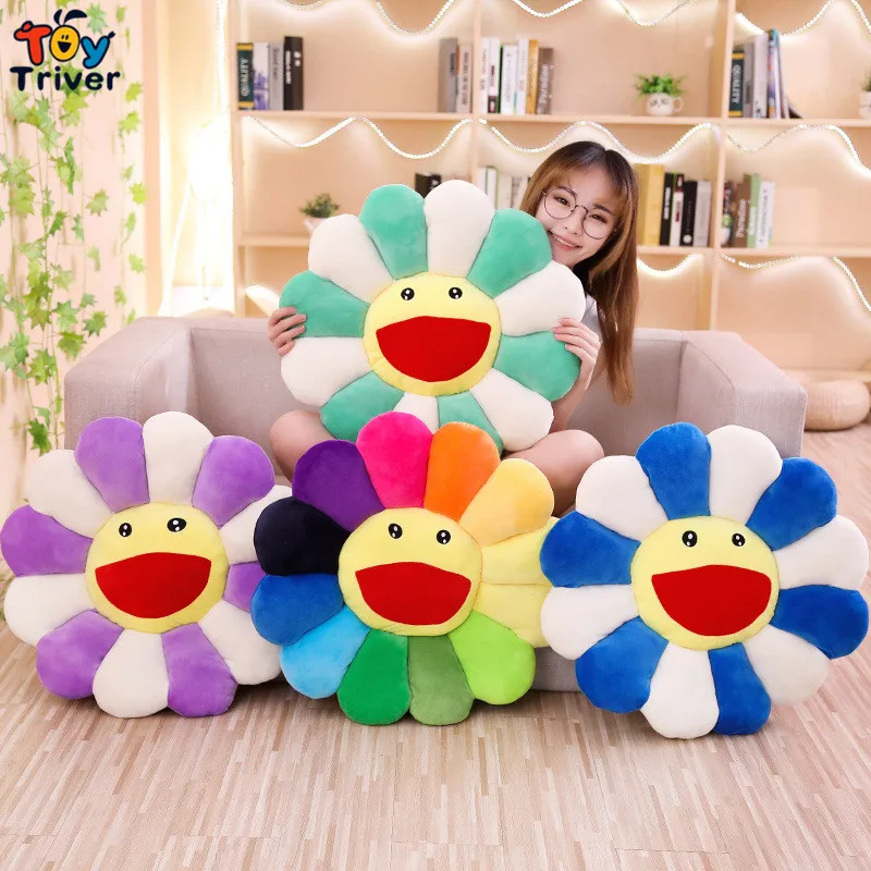 Плюшевая игрушка в виде подсолнуха Smile Sun Flower мягкая кукла кошка Подушка для