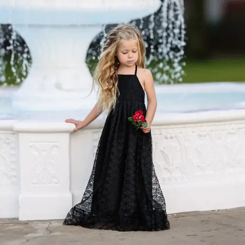 Новинка 2018 кружевное платье принцессы на бретелях для девочек Летнее Длинное без