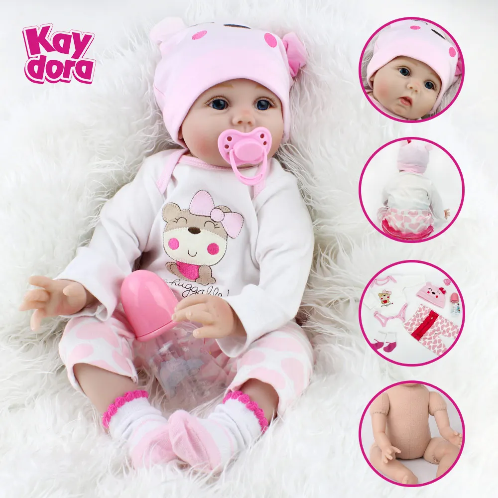 KAYDORA 55 см 22 дюймов виниловые Reborn Baby Doll мягкий реалистичный Bebe Одежда для куклы