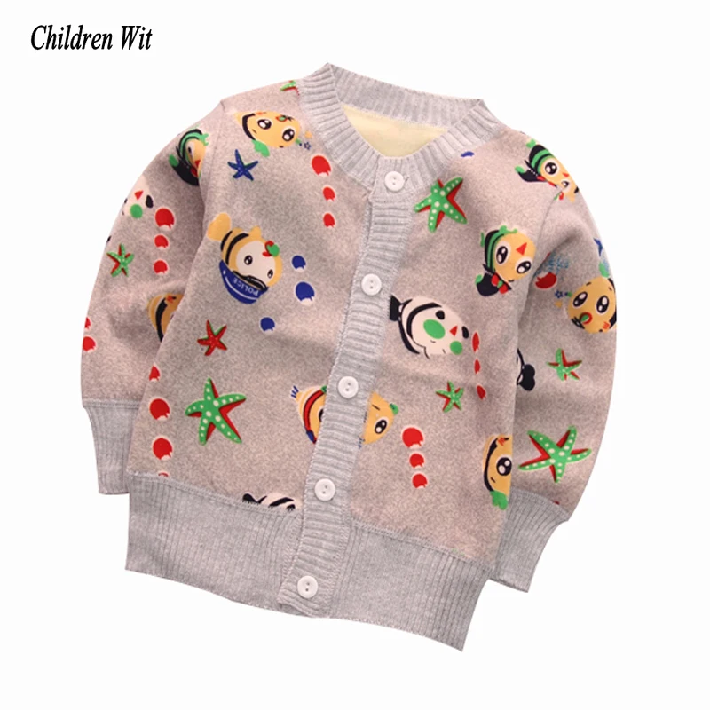 2019 New Baby Sweaters Autumn Winter Knitted Cardigan Plus Thick Velvet Warm Kids Clothes Boys Girls Sweater Casual Outerwear |