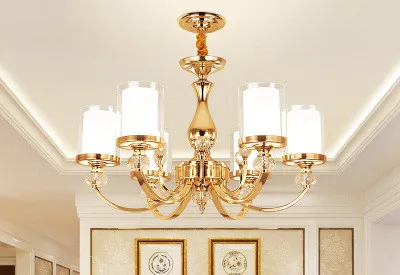 Бронза Золотая люстра для кухни, столовой, спальни, lustre chambre, кухонная светодиодная подвесная люстра, Подвесная лампа - Цвет абажура: Бронза