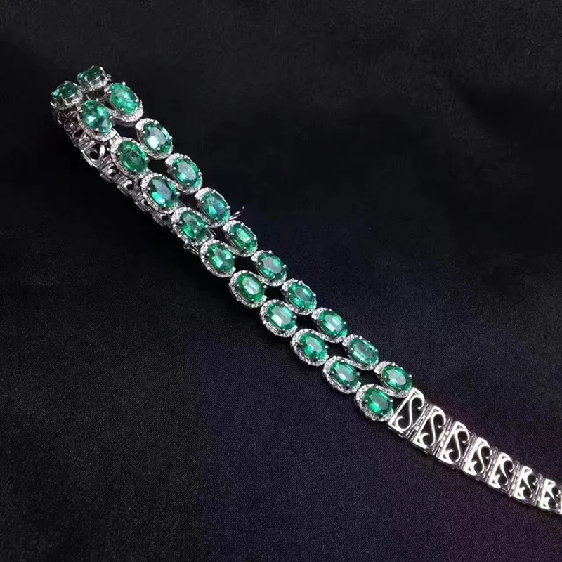 100% натуральный женский браслет 24 шт. Изумрудный класса SI для свадьбы ювелирные