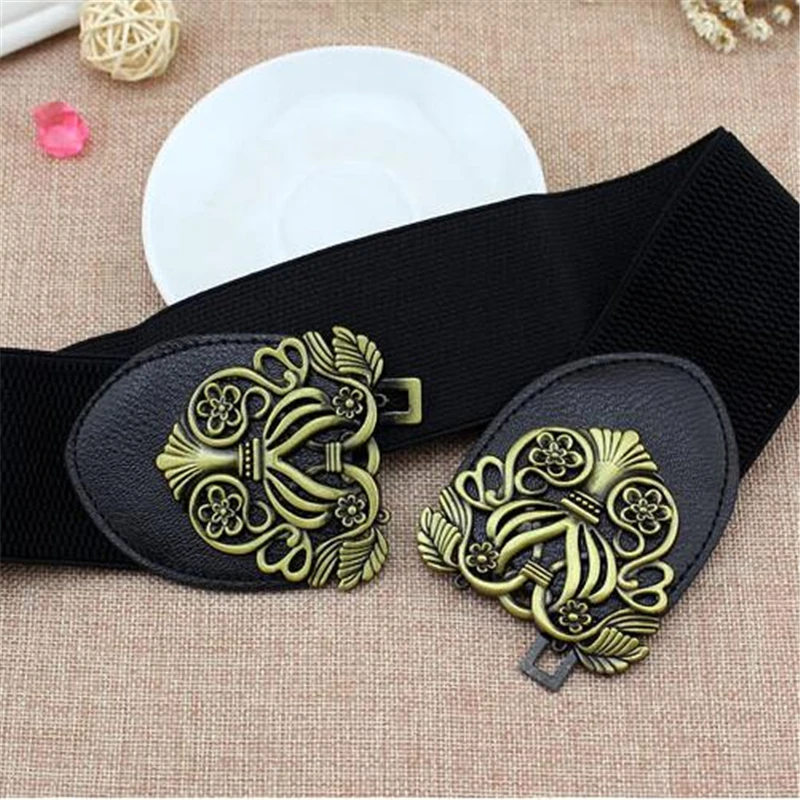 JXQBSYDK Brand Belts Beautiful Flower Pattern Buckle Fashion for Women 6cm Wide Elastic Female Corset | Аксессуары для одежды
