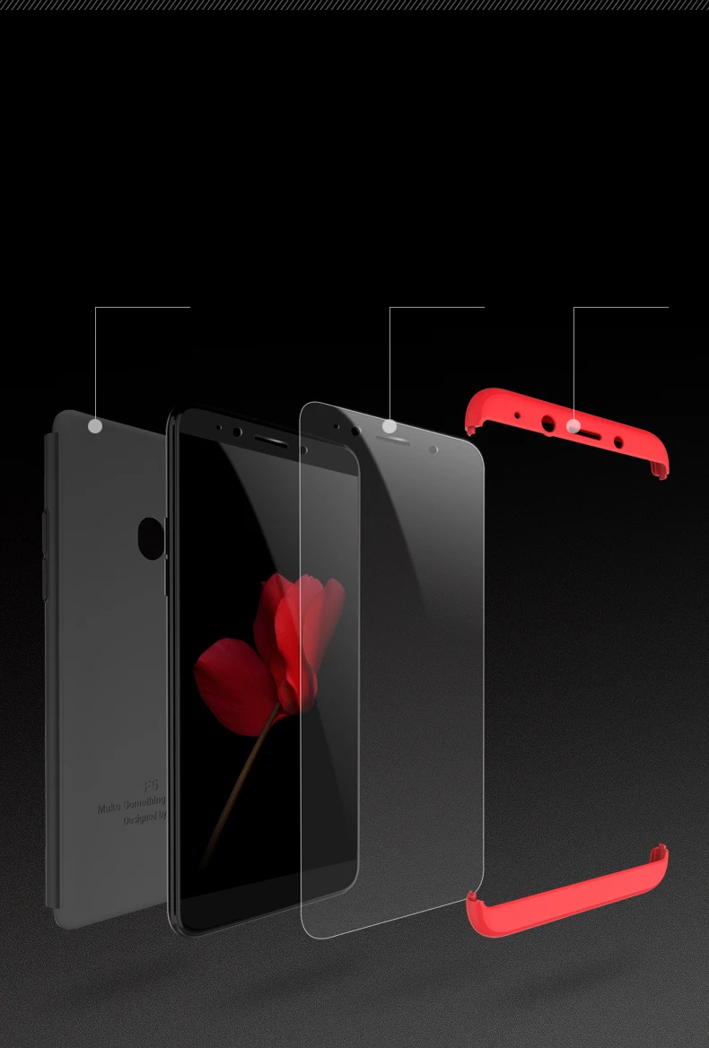 Чехол с защитой на 360 градусов для OPPO F5 чехол F5 с закаленным Стекло класса люкс Пластик чехол для OPPO F5 F 5 сумка для телефона