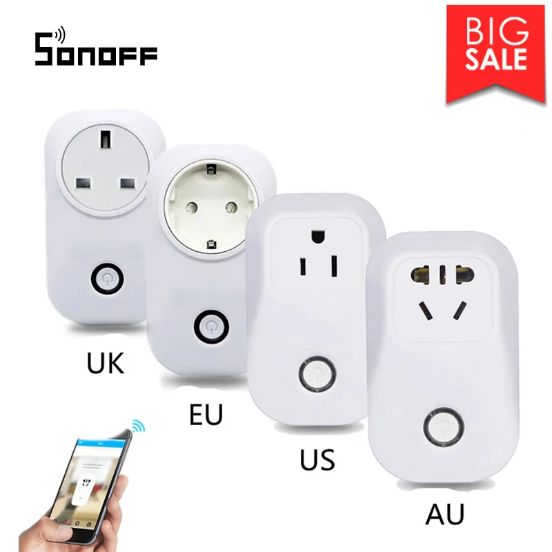 Sonoff S20 Wifi выключатель питания беспроводное приложение пульт дистанционного