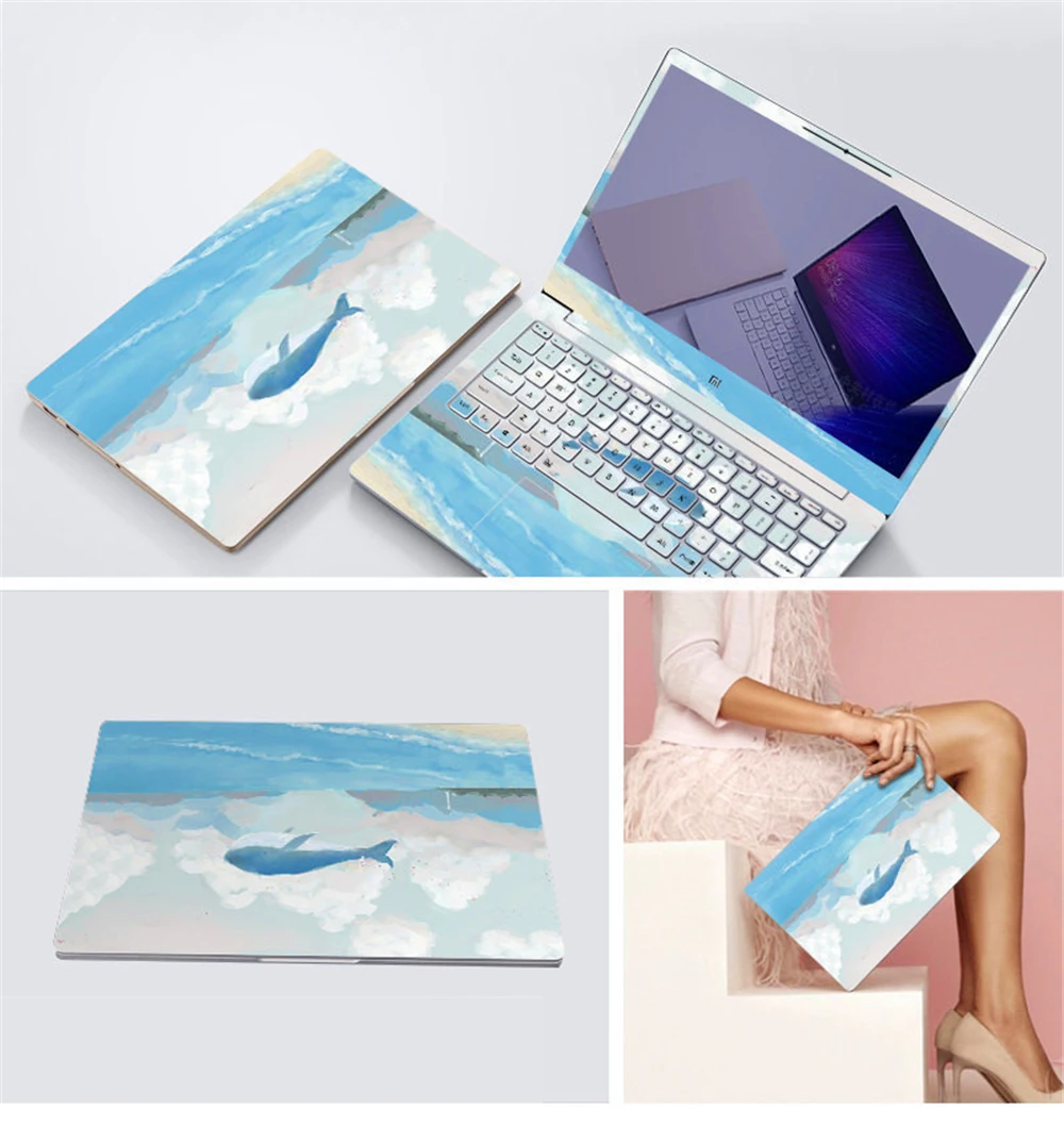 3-стороннее освещение ноутбук кожи Тетрадь Стикеры s для Xiaomi lenovo Dell Asus hp 14 15,6 дюймов наклейка на компьютер ноутбук Стикеры протектор чехол