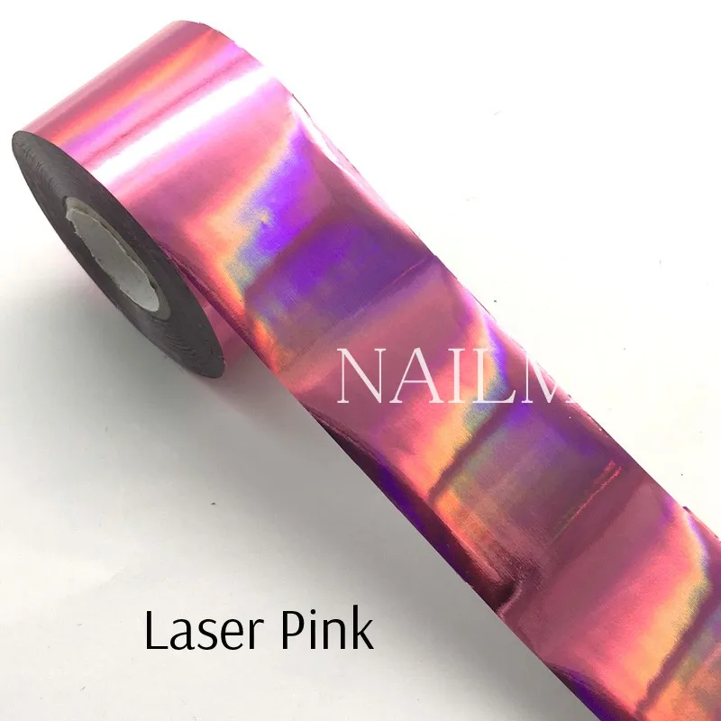 Laser Pink 1 рулон 120 м* 4 см Лазерная Радужная переводная Фольга для ногтей голографические точки песок Фольга для ногтей бумага дизайн ногтей Наклейка Маникюр украшение - Цвет: Laser Pink