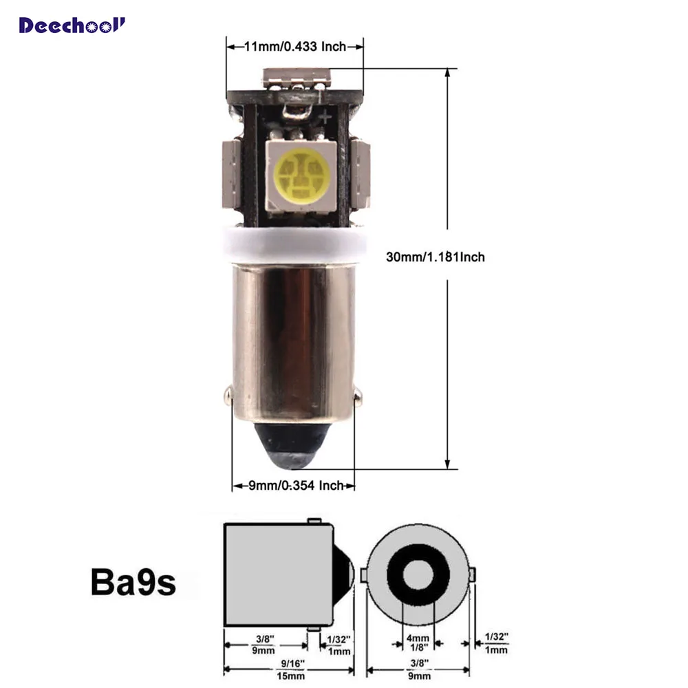 5SMD 5050 светодиодный BA9S T4W 233 байонетный белый Sidelight 6SMD 5630 интерьерные купольные лампы для чтения