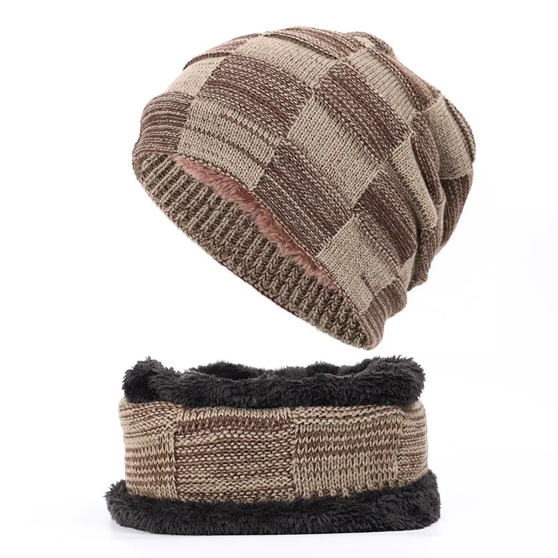 Winter Men's Knitted Cotton Warm and Comfortable New Fashion Women's Universal Ski Mask Hat Scarf Skull Cap for Men Beanies bone - Цвет: 4