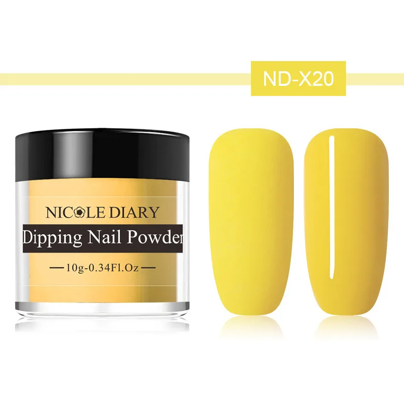ND-X20 NICOLE DIARY 10 г, набор пудры для погружения ногтей, блестящая Порошковая голографическая пудра для маникюра, сухая хромированная пудра для украшения ногтей, гель - Цвет: ND-X20