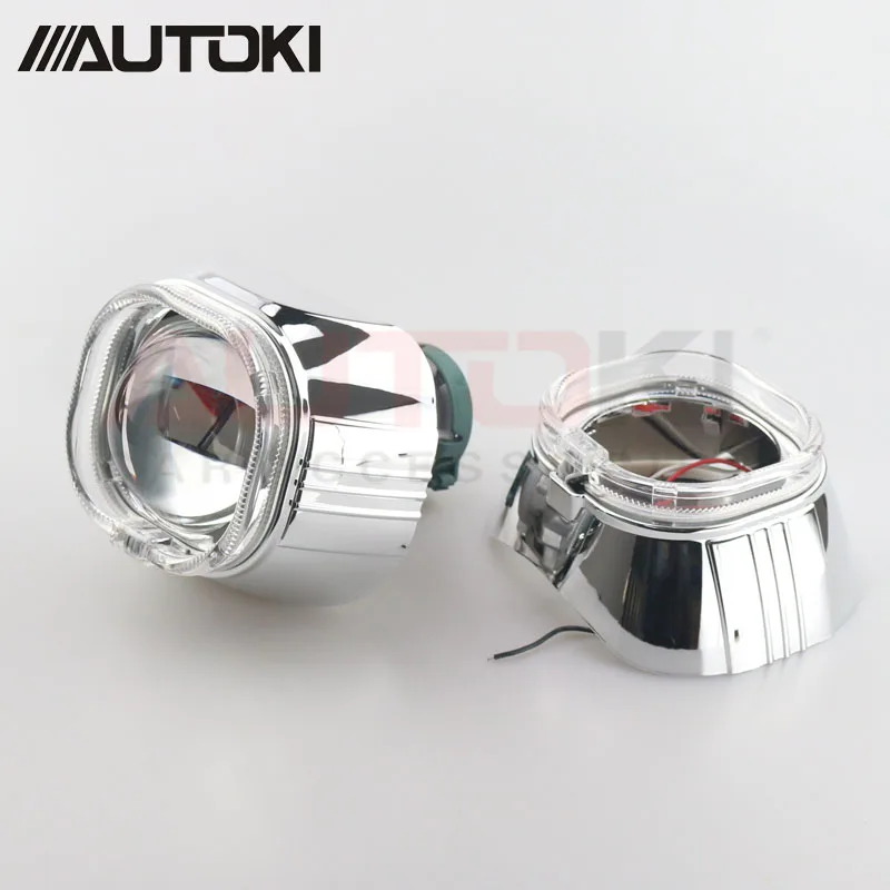

Autoki 3.0 Full Metal H1 Bi Xenon Lens HID Projector Headlights+ Led Angel Eye LED DRL+devil eyes for H4 H7 Car Styling