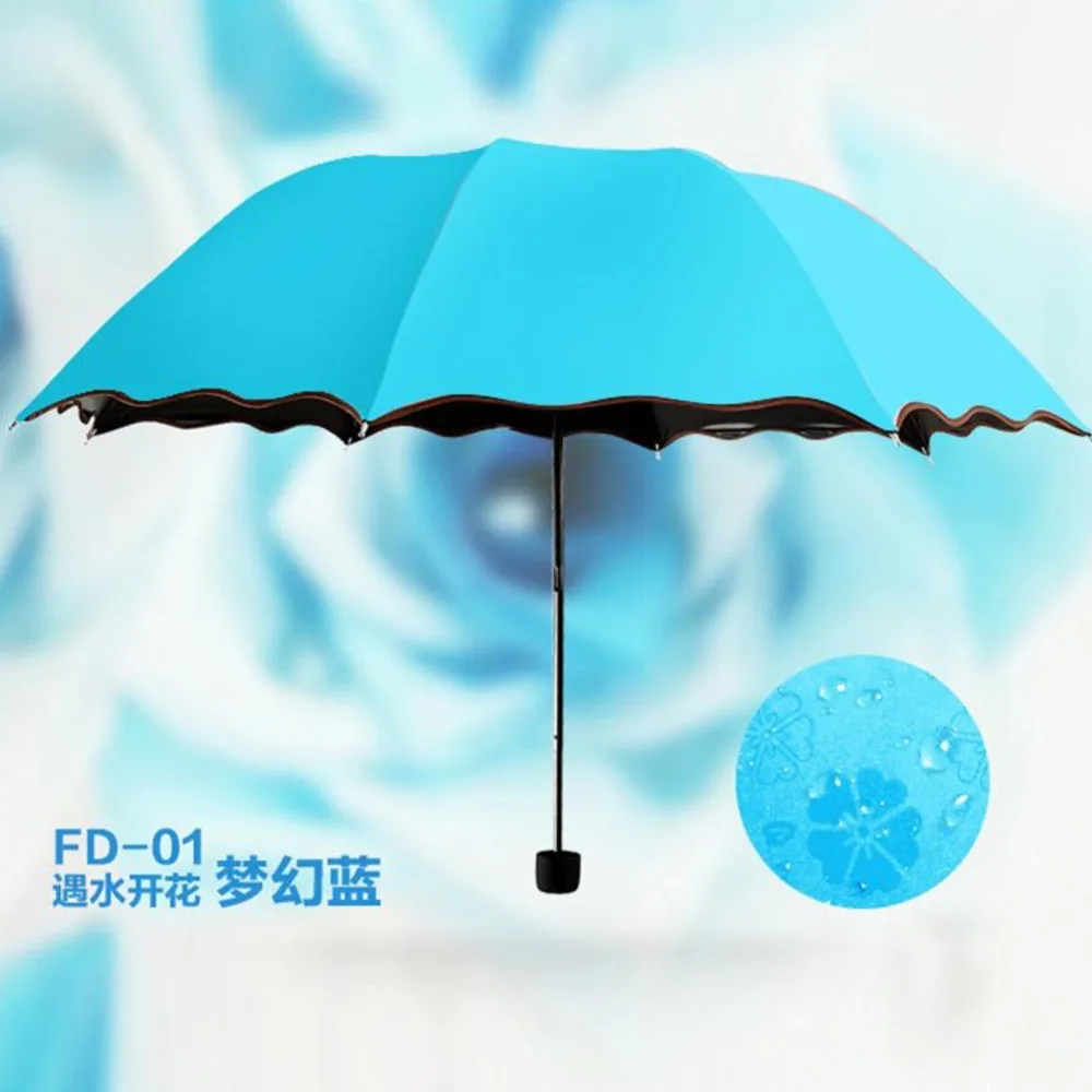 Новый горячий цвет s зонтик дождь женский трехскладной Радужный солнечный и