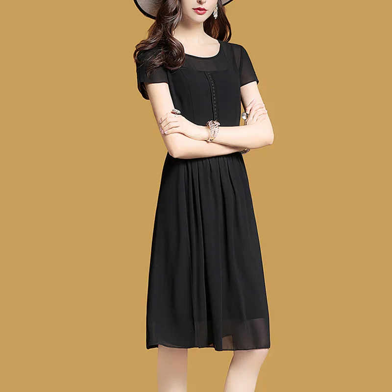 Новые летние Стиль Для женщин Однотонная Одежда Шифоновое Платье модные