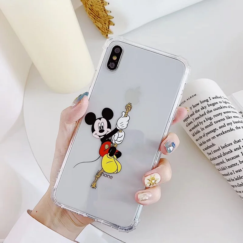 Роскошный противоударный прозрачный мягкий чехол из ТПУ с Микки для iphone XS MAX 6 6 S 7 8 Plus, чехол для iphone X XR
