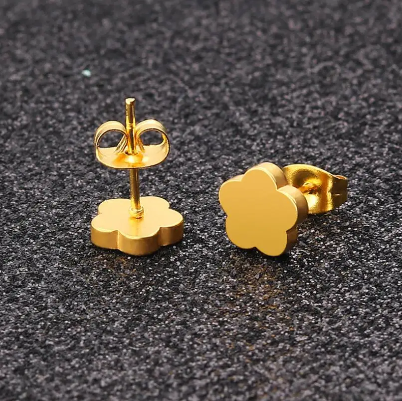 

Stud Earrings Brief Flower Design For Women Men 316l Stainless Steel Earring IP Plating No Fade Allergy Free