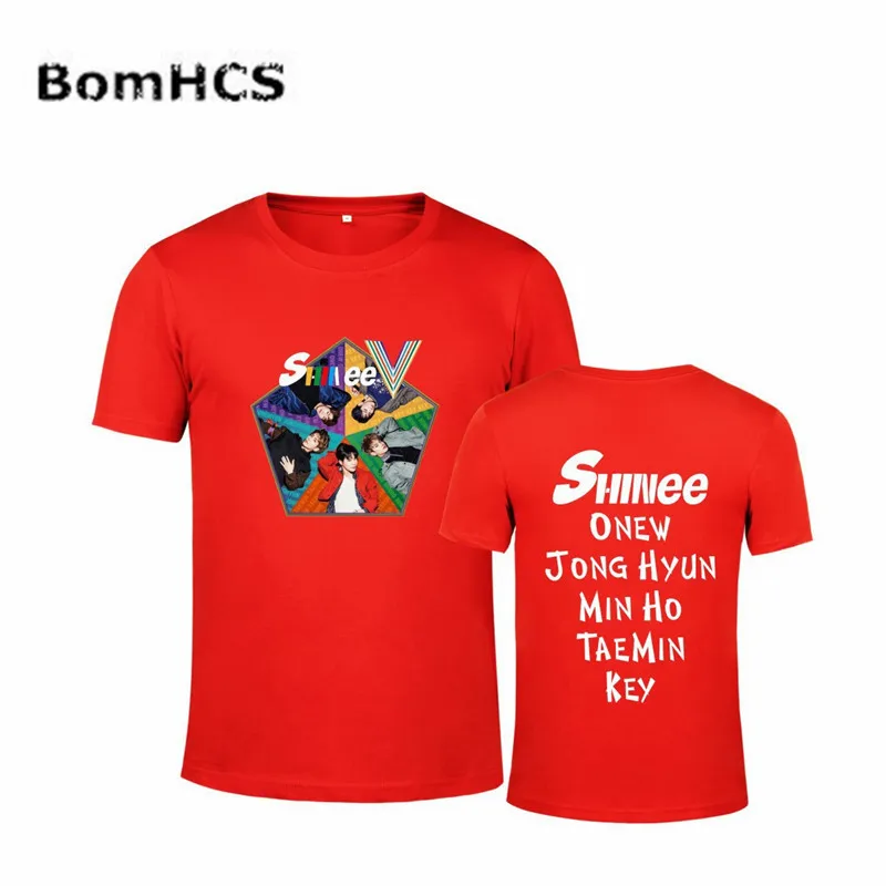 Хлопковая футболка BomHCS Kpop SHINee летняя с коротким рукавом и альбомом унисекс